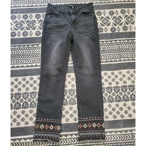 Womens Charlie charcoal gray pant with embroidered detail at the ankles size 4